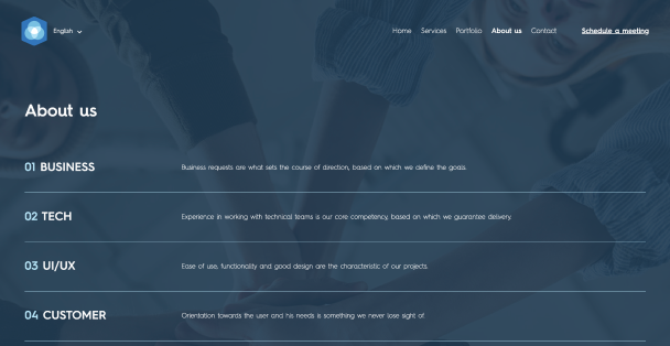 About us section on the product district web site